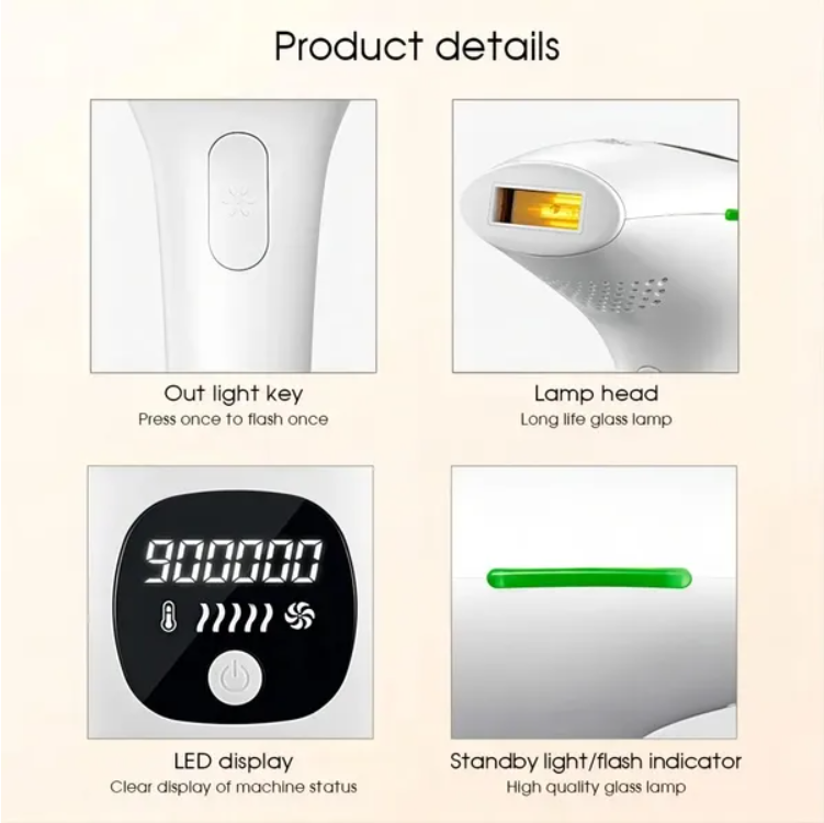 Professional IPL Laser Epilator — 900,000 Flashes, 5 Levels