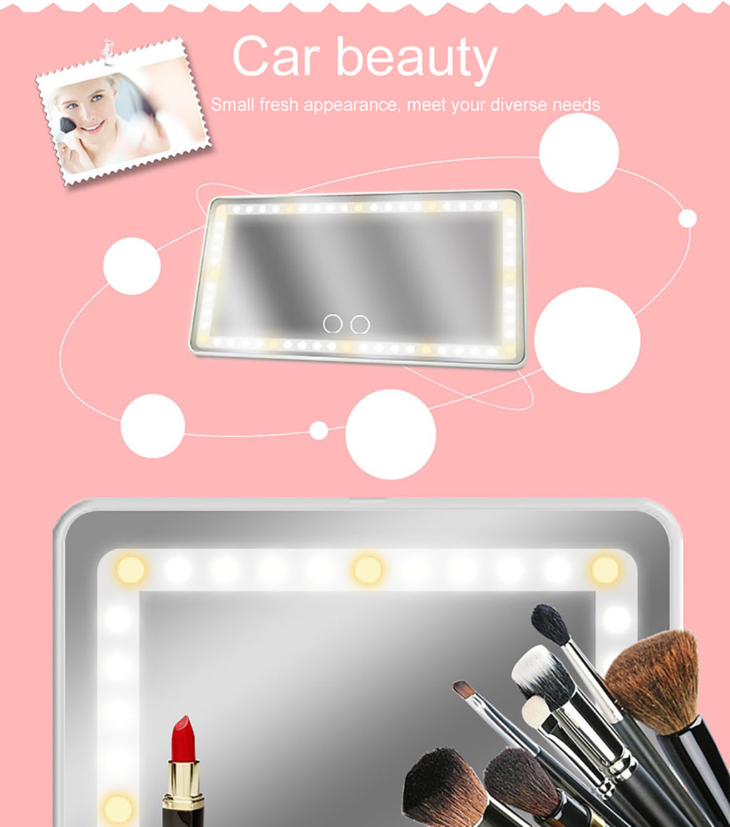 LED Car Makeup Mirror — 3-Tone Touch Dimmable Visor Mirror