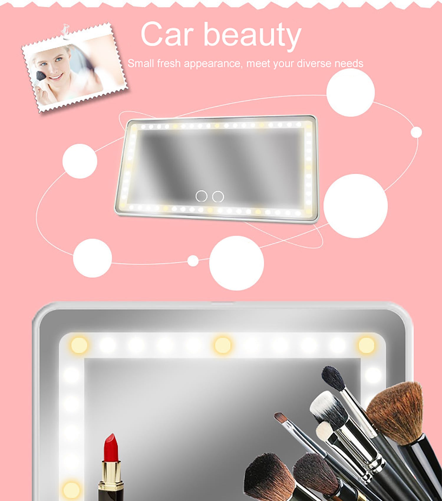 LED Car Makeup Mirror — 3-Tone Touch Dimmable Visor Mirror