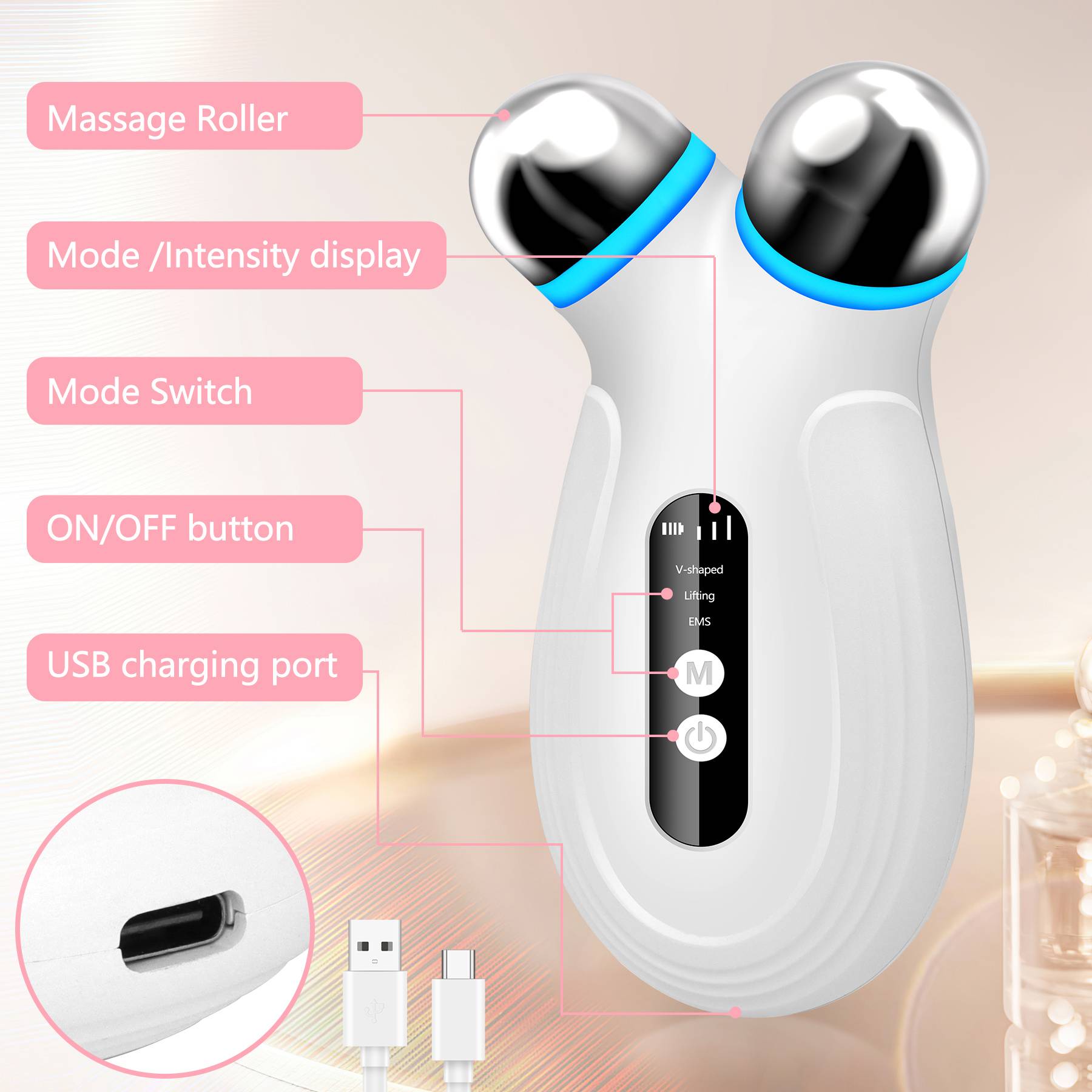 Anti-Aging Microcurrent Facial Toning Device — Lift, Sculpt & Absorb