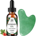 Jade Gua Sha Set & Rosehip Oil — Natural Stone Facial Massage Kit