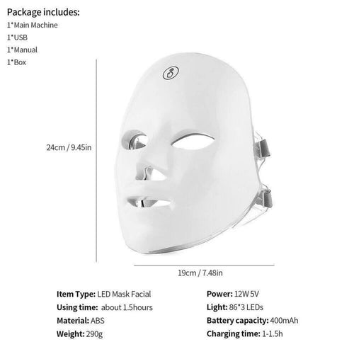 GlowTech 7-Color LED Face Mask — 15-Minute At-Home Light Therapy